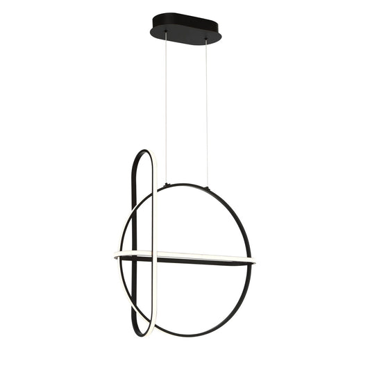 Eurofase Lighting Berkley 20" Dimmable Integrated LED Metal Round Matte Black Chandelier With White Acrylic Shade
