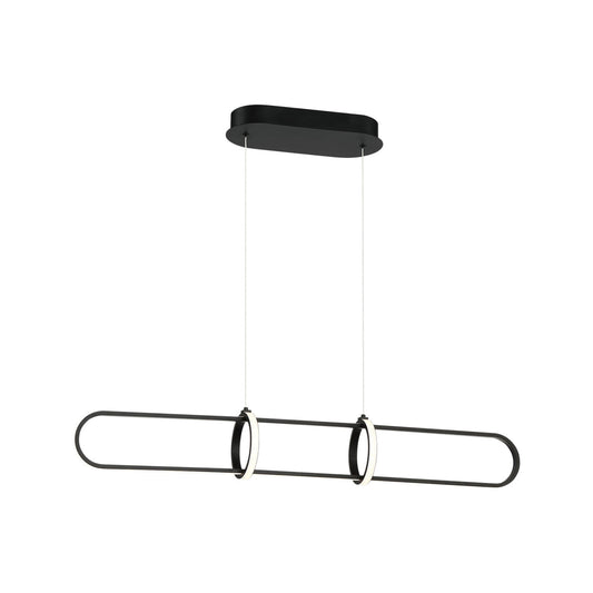 Eurofase Lighting Berkley 35" Dimmable Integrated LED Metal Linear Matte Black Chandelier With White Acrylic Shade