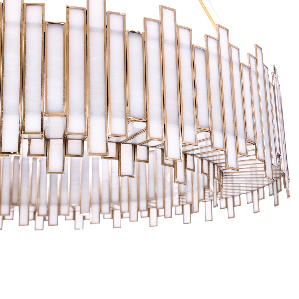 Eurofase Lighting Birla 37" 12-Light Antique Brass Chandelier With Glass Shades