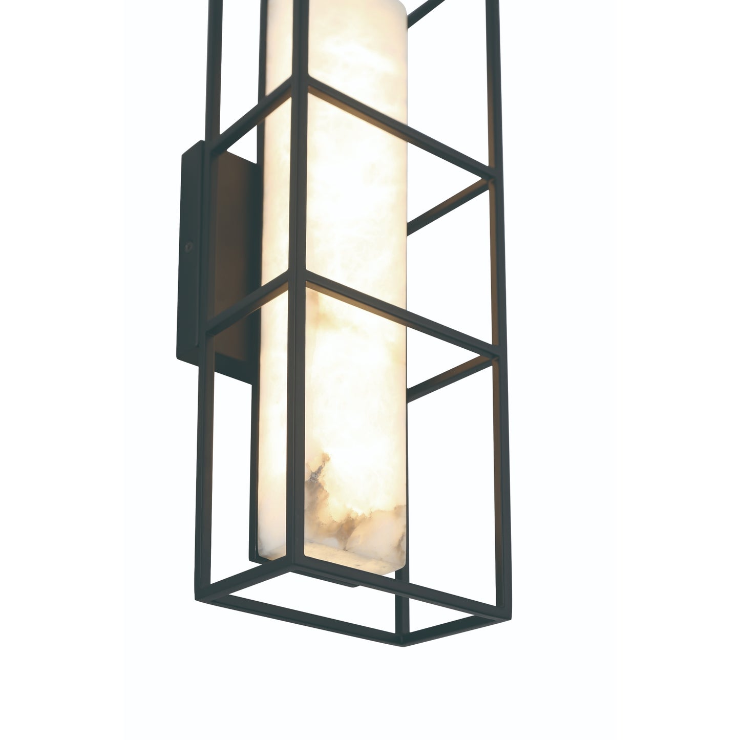 Eurofase Lighting Blakley 16" 1-Light Integrated LED Alabaster Shade Matte Black Metal Outdoor Wall Sconce