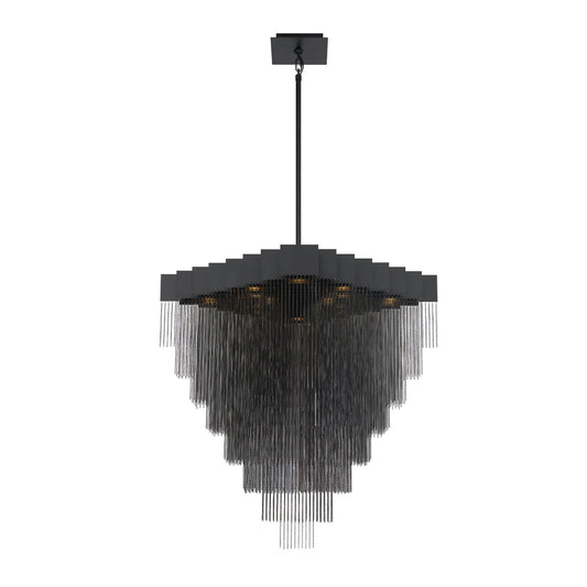Eurofase Lighting Bloomfield 31" 18-Light Dimmable Integrated LED Metal Oval Black Chandelier With Black Metal Chain Waterfall Accent