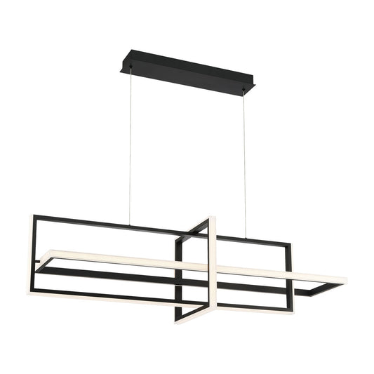 Eurofase Lighting Bordo 38" Dimmable Integrated LED Metal Linear Matte Black Chandelier With White Acrylic Shade