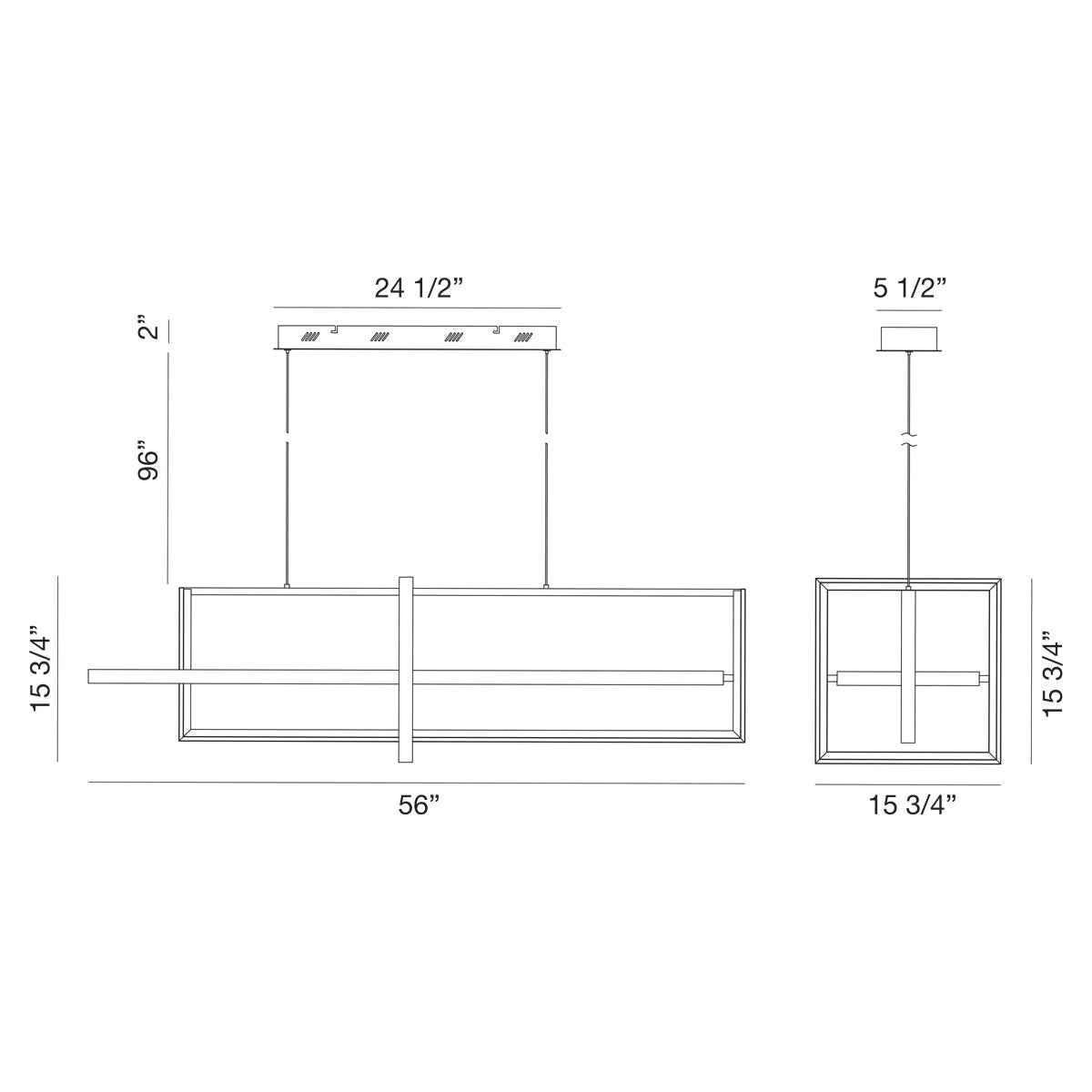 Eurofase Lighting Bordo 56" Dimmable Integrated LED Metal Linear Matte Black Chandelier With White Acrylic Shade