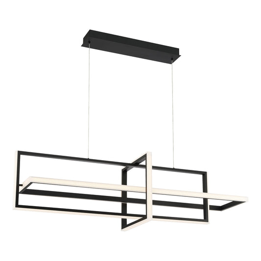 Eurofase Lighting Bordo 56" Dimmable Integrated LED Metal Linear Matte Black Chandelier With White Acrylic Shade
