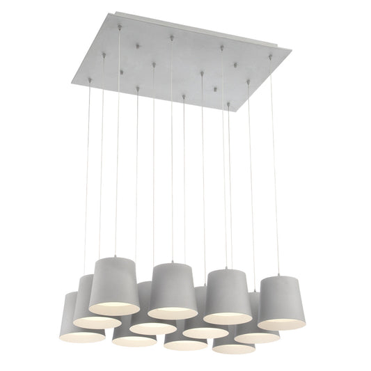 Eurofase Lighting Borto 27" 12-Light Dimmable Integrated LED Gray Square Chandelier With Gray Shades