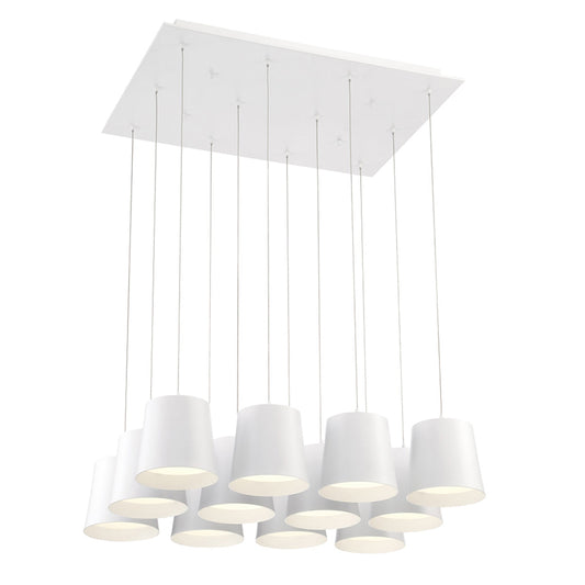 Eurofase Lighting Borto 27" 12-Light Dimmable Integrated LED Matte White Square Chandelier With Matte White Shades