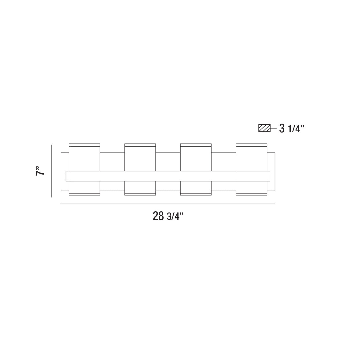 Eurofase Lighting Cambridge 29" 4-Light Dimmable Matte Black Integrated LED Bath Bar With Frosted Acrylic Shades