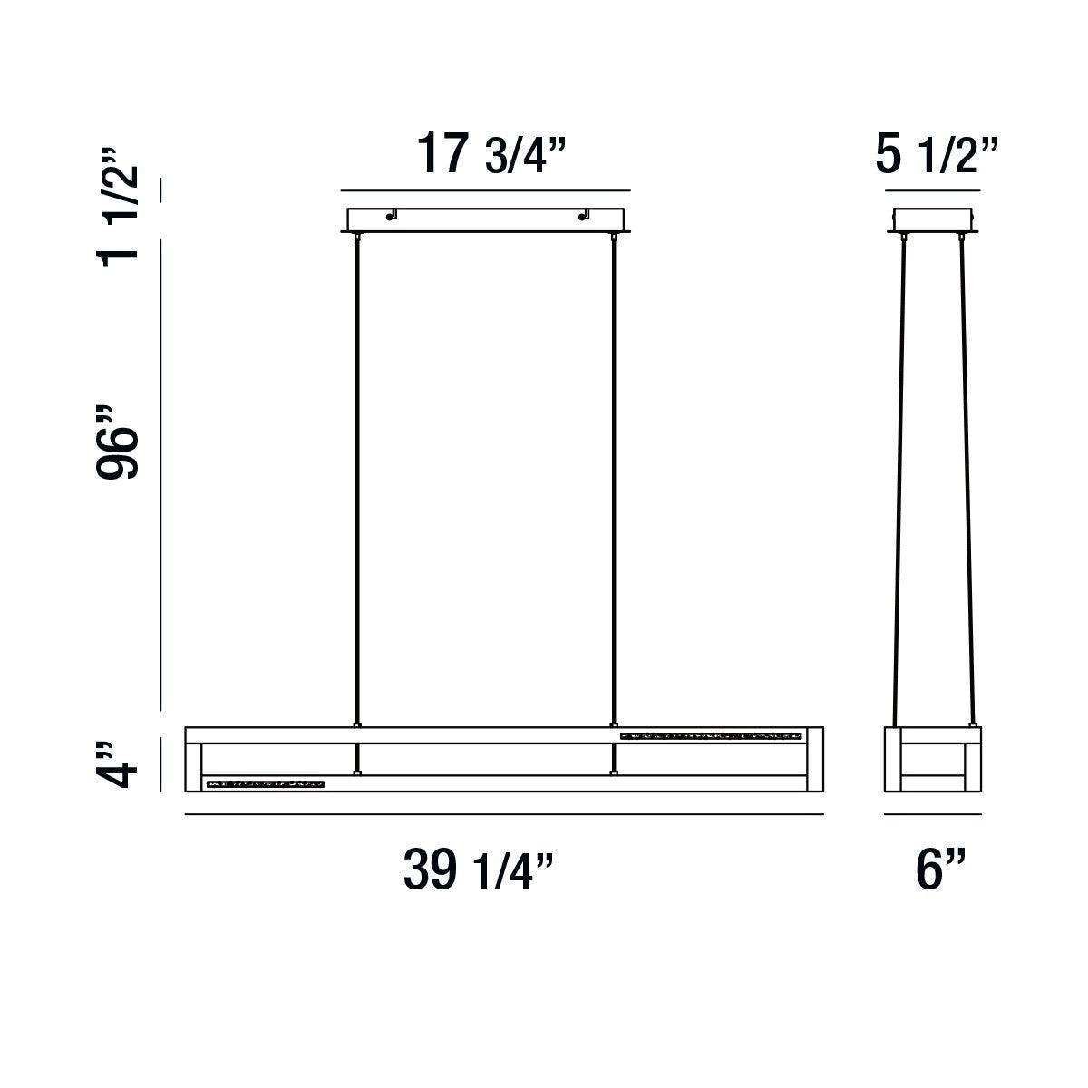 Eurofase Lighting Clinton 39" Small Dimmable Integrated LED Metal Linear Chrome Chandelier With Clear Crystal Shade