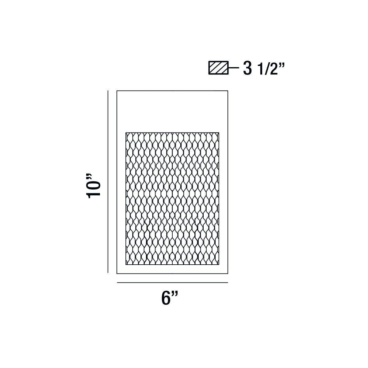 Eurofase Lighting Coop 6" Small Dimmable Integrated LED Metal Rectangular Sand Black Outdoor Wall Sconce With Metal Gold Mesh Rectangular Shade