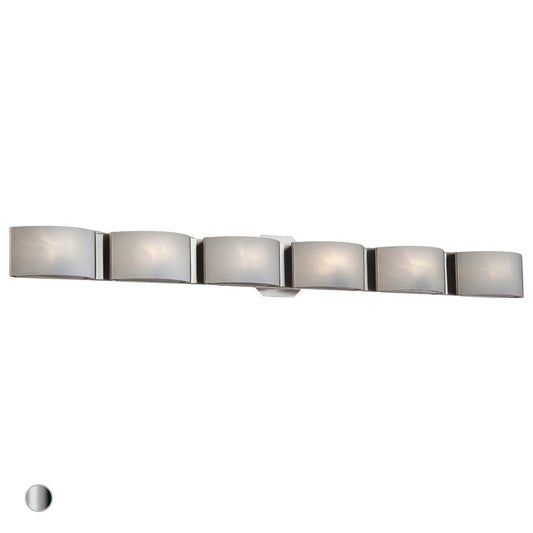 Eurofase Lighting Dakota 34" 6-light Dimmable Halogen Bulb Satin Nickel Bath Bar With White Glass Shades