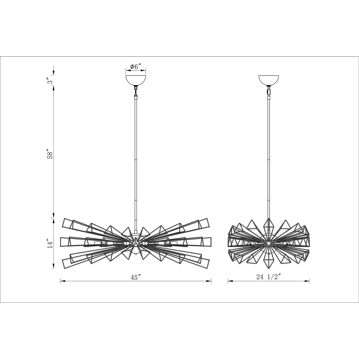 Eurofase Lighting Dendelio 45" 10-Light Incandescent Round Matte Black Chandelier