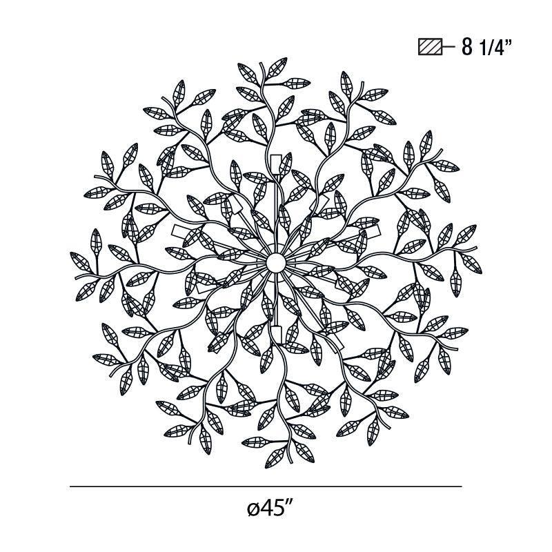 Eurofase Lighting Felina 45" 24-Light Dimmable Incandescent Bare Bulb Chrome Semi-Flush Mount With Chrome Branch Accents