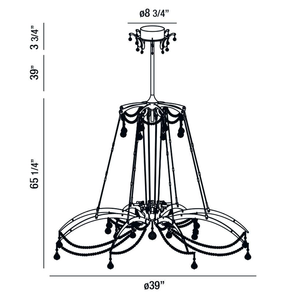 Eurofase Lighting Gambari 39" 8-light Round Bare Bulb Incandescent Satin Nickel Chandelier With Crystal Bead Accents