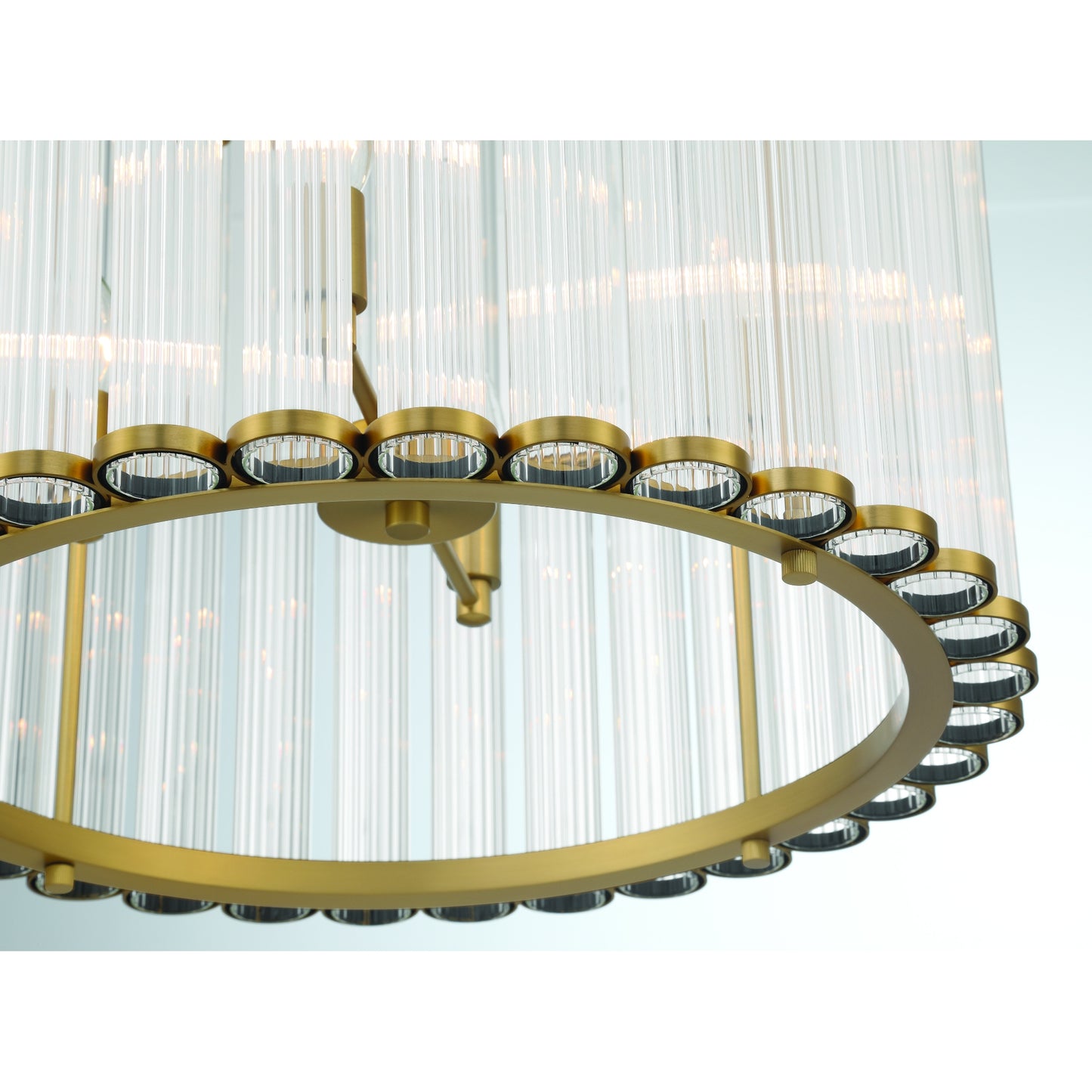 Eurofase Lighting Glasbury 22" 8-Light Ribbed Glass Shade Gold Chandelier