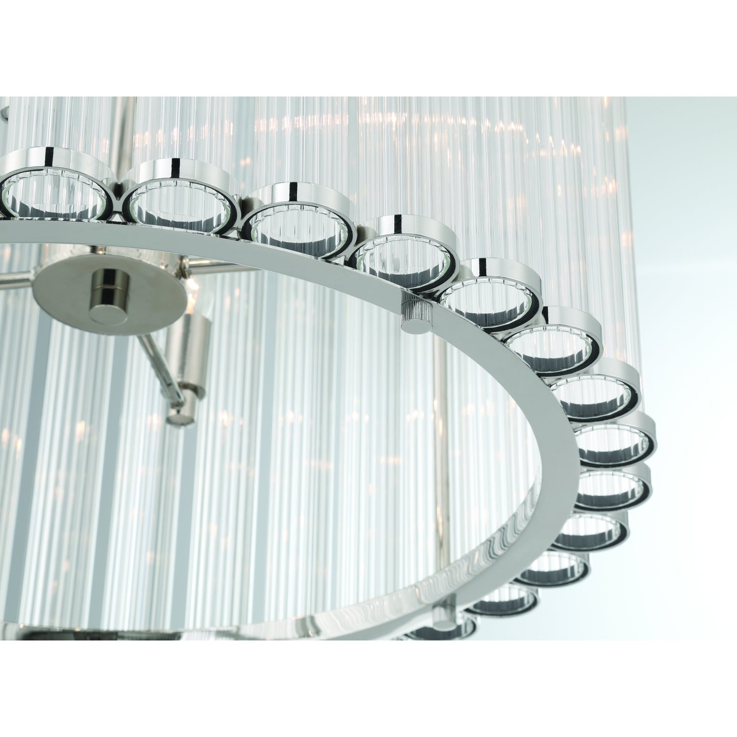 Eurofase Lighting Glasbury 22" 8-Light Ribbed Glass Shade Polished Nickel Chandelier