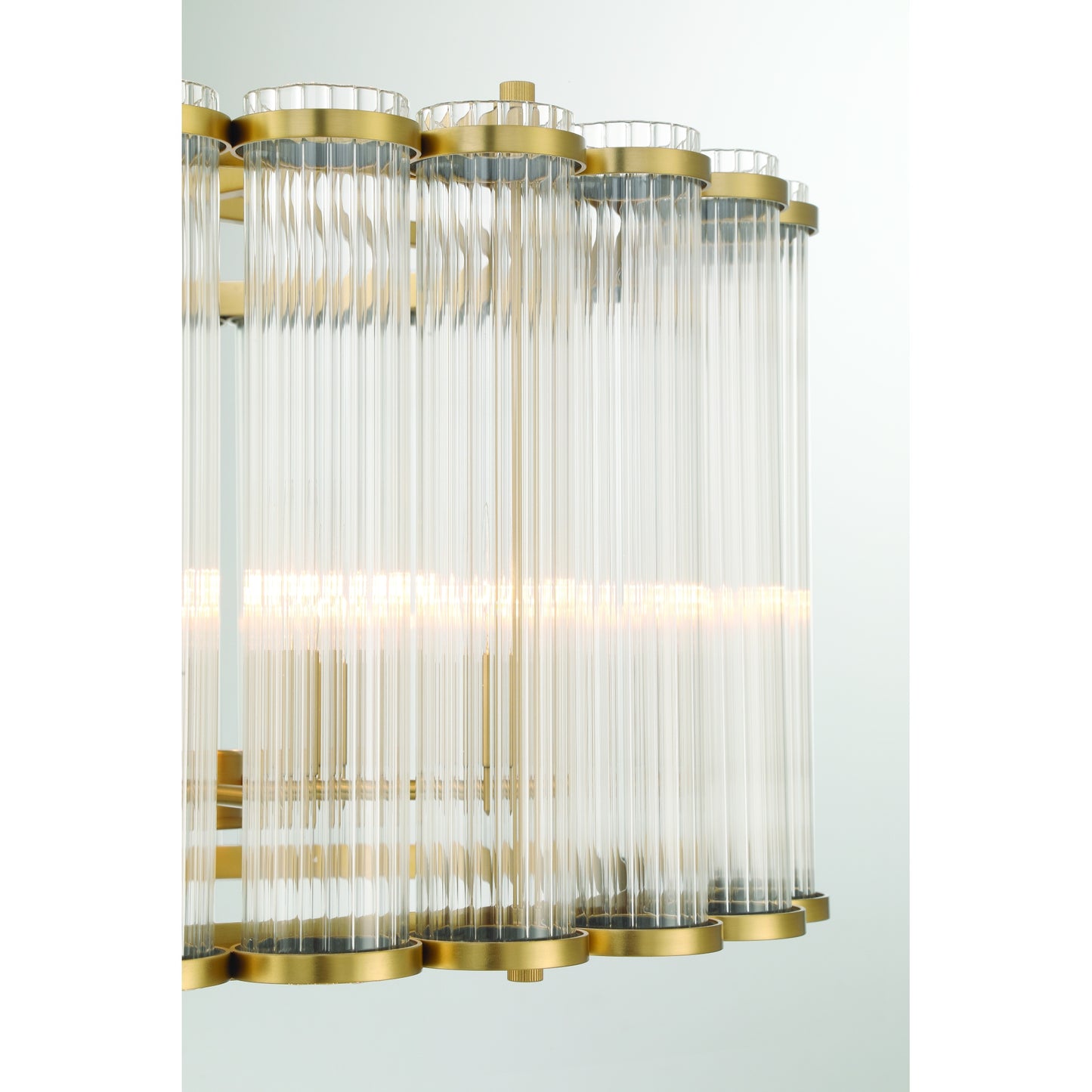 Eurofase Lighting Glasbury 24" 6-Light Ribbed Glass Shade Gold Chandelier