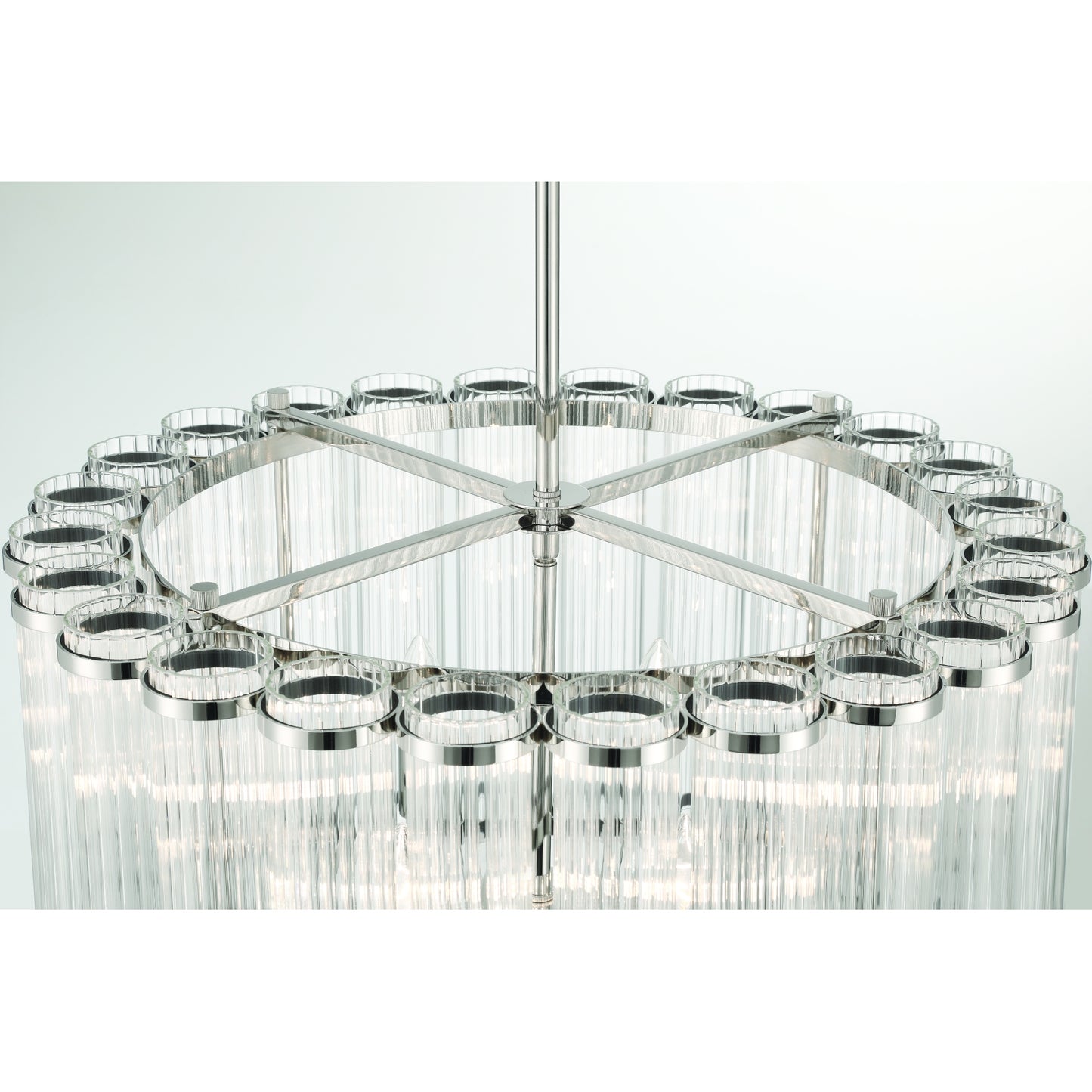Eurofase Lighting Glasbury 24" 6-Light Ribbed Glass Shade Polished Nickel Chandelier