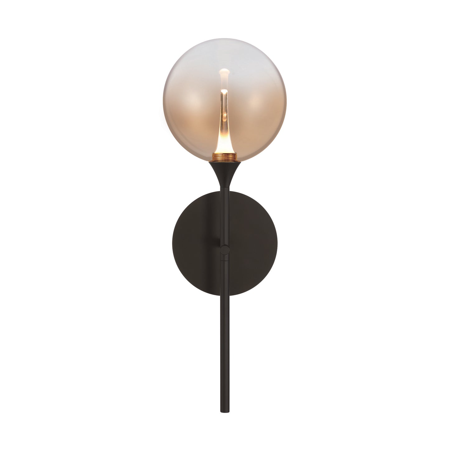 Eurofase Lighting Iissa 19" 1-Light Integrated LED Amber Glass Shade Matte Black Steel Wall Sconce