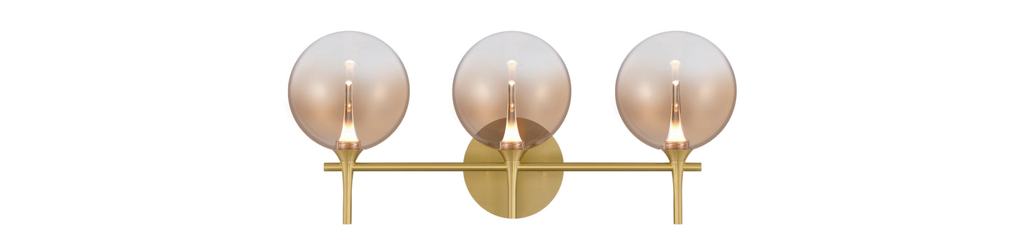 Eurofase Lighting Iissa 24" 3-Light Integrated LED Amber Glass Shade Gold Steel Vanity Light