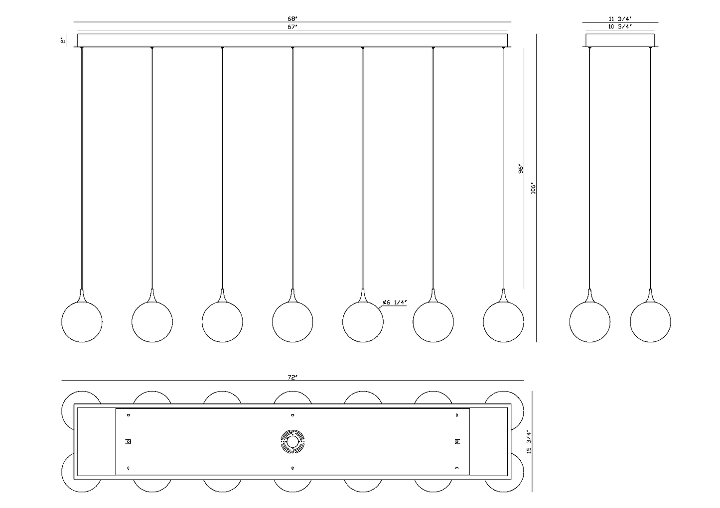 Eurofase Lighting Iissa 72" 14-Light Integrated LED Mixed Glass Shade Gold and Black Steel Multi-Drop Chandelier
