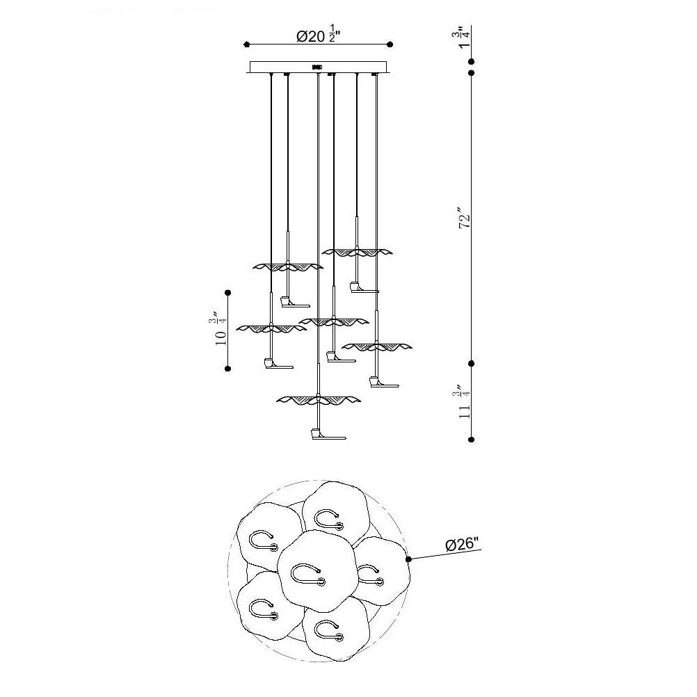 Eurofase Lighting Lagatto 28" 6-Light Dimmable Integrated LED Bronze Metal Chandelier