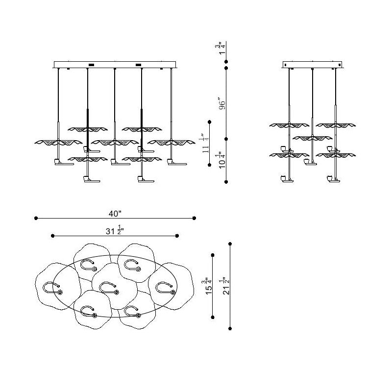 Eurofase Lighting Lagatto 39" 7-Light Dimmable Integrated LED Bronze Metal Oval Chandelier