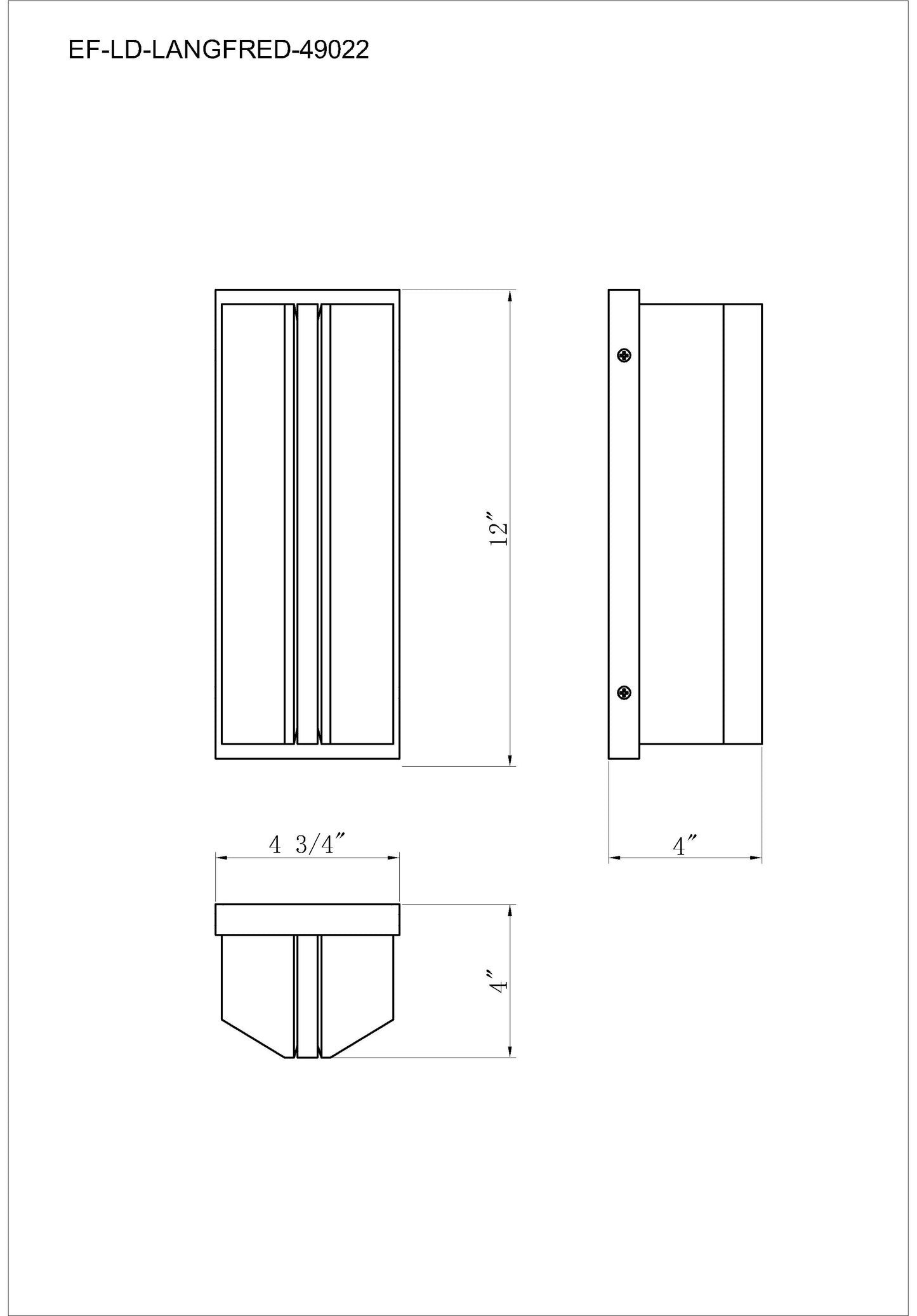 Eurofase Lighting Langferd 12" 1-Light Integrated LED Glass Shade Matte Black Steel Outdoor Wall Sconce