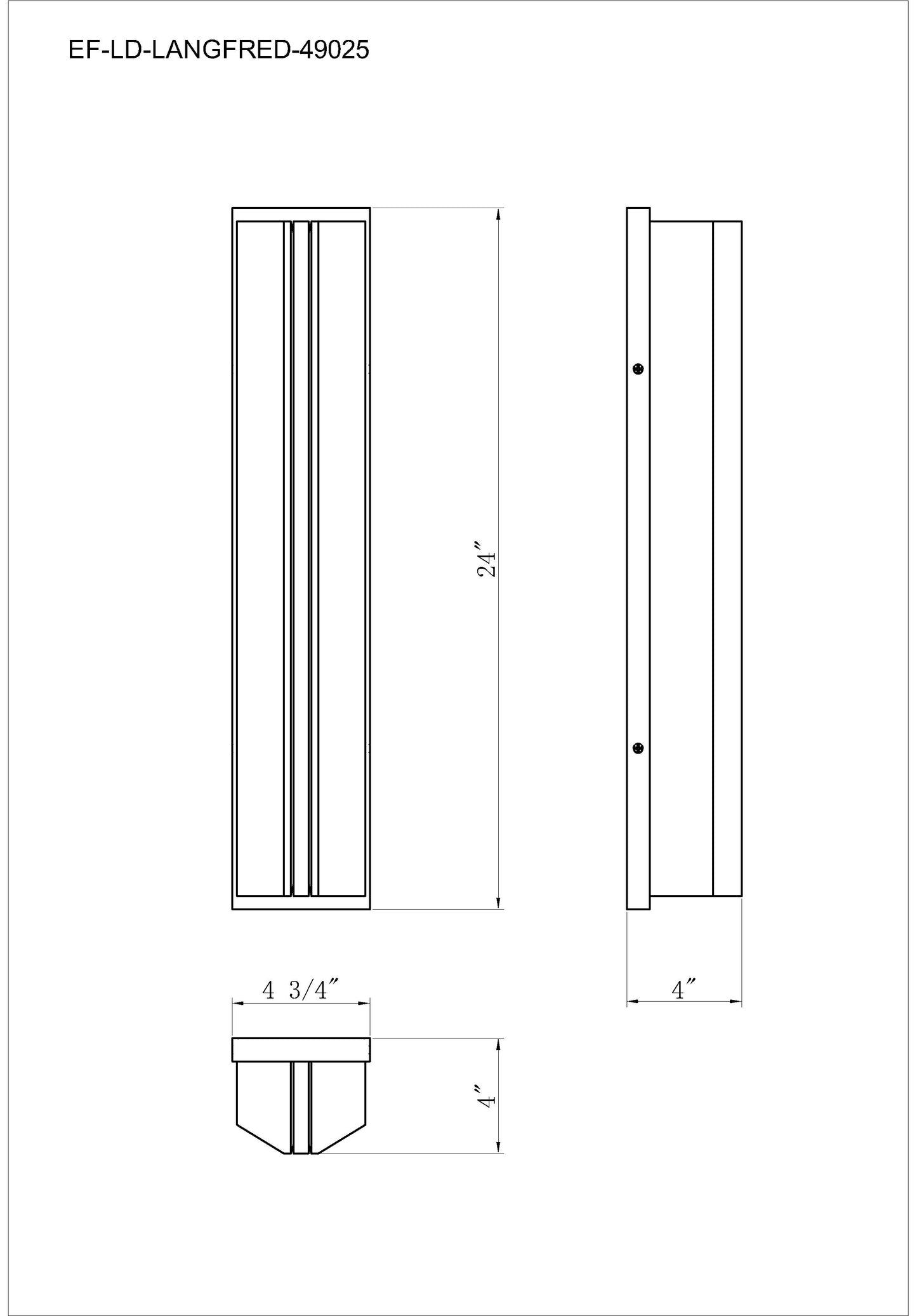 Eurofase Lighting Langferd 24" 1-Light Integrated LED Glass Shade Matte Black Steel Outdoor Wall Sconce