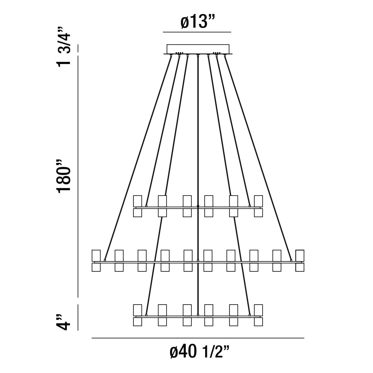 Eurofase Lighting Netto 41" 3-Tier Round Dimmable Integrated LED Chrome Metal Chandelier With Clear Acrylic Shades