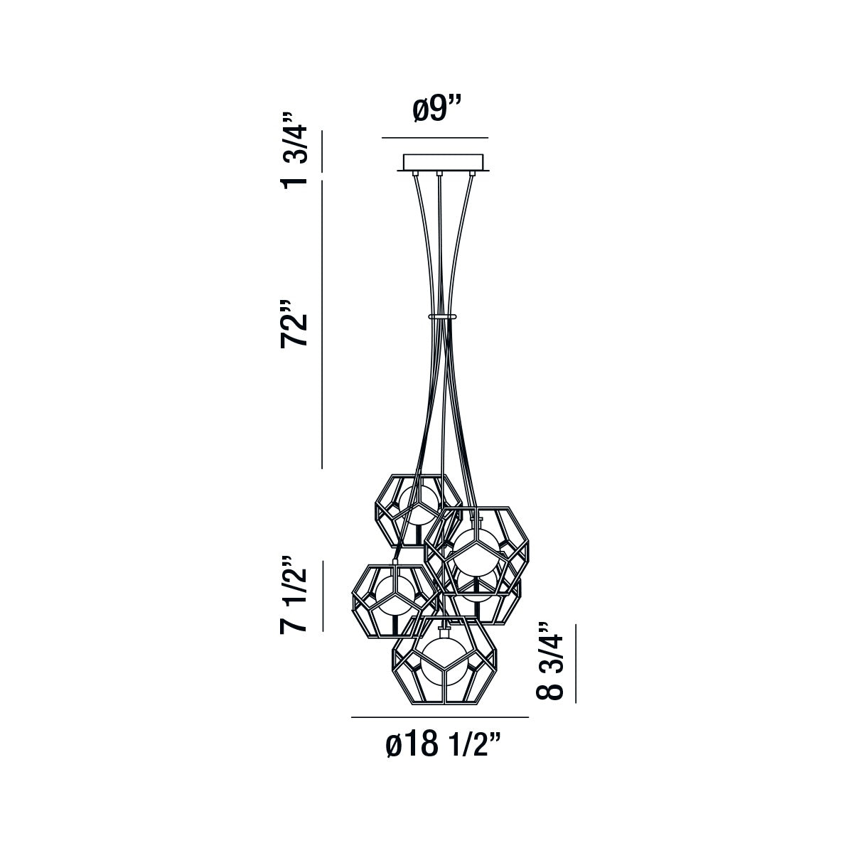 Eurofase Lighting Norway 19" 5-Light Round Dimmable LED Chrome Metal Chandelier With Hand Made Ice Glass Shades