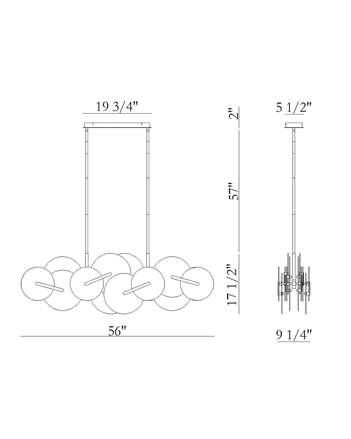 Eurofase Lighting Nuvola 56" 1-Light Integrated LED White Glass Shade Matte Black Linear Chandelier
