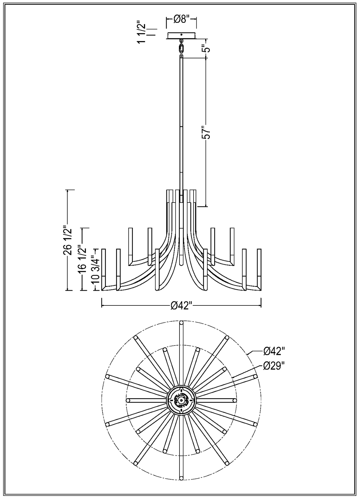 Eurofase Lighting Olette 42" 2-Tier 20-Light Integrated LED Acrylic Shade Brushed Nickel Steel Chandelier