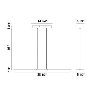 Eurofase Lighting Ormont 39" Linear Dimmable Integrated LED Brushed Nickel Aluminum Chandelier With Frosted Acrylic Shades