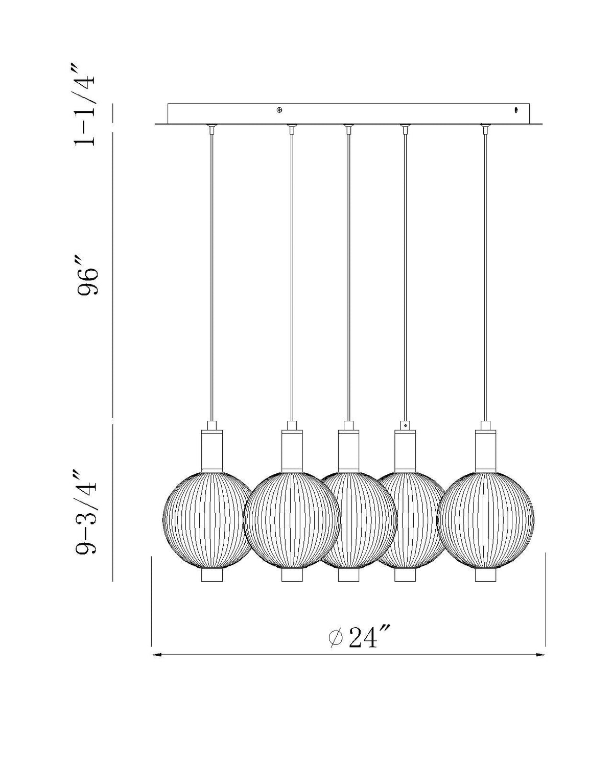Eurofase Lighting Palmas 24" 5-Light Integrated LED Frosted Glass Shade Polished Nickel Multi Drop Chandelier
