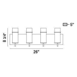 Eurofase Lighting Pista 26" 4-Light Dimmable Incandescent Bronze Bath Bar With Clear Glass Shades