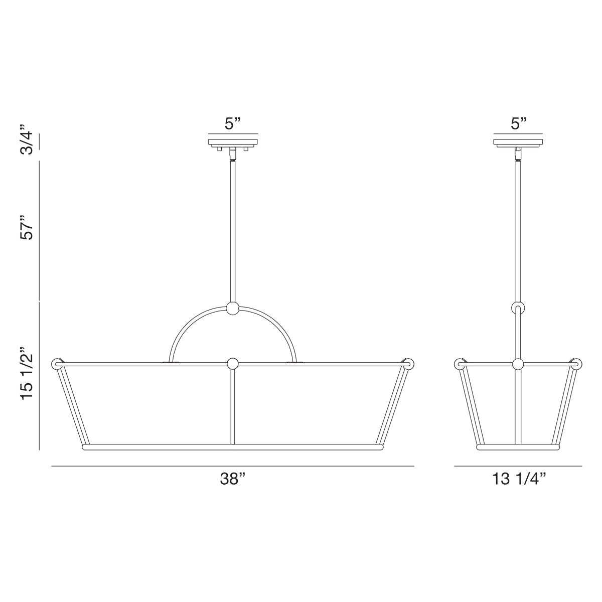 Eurofase Lighting Pulito 38" 6-Light Dimmable Incandescent Matte Black Island Pendant Light