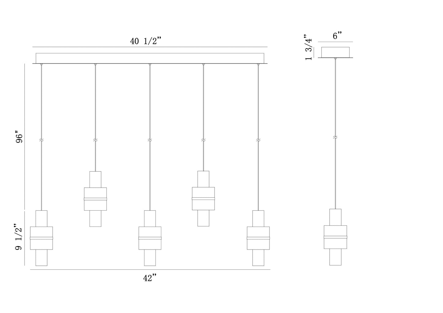Eurofase Lighting Rola 42" 5-Light Dimmable Integrated LED Gold Linear Chandelier With Smoked Glass Shades