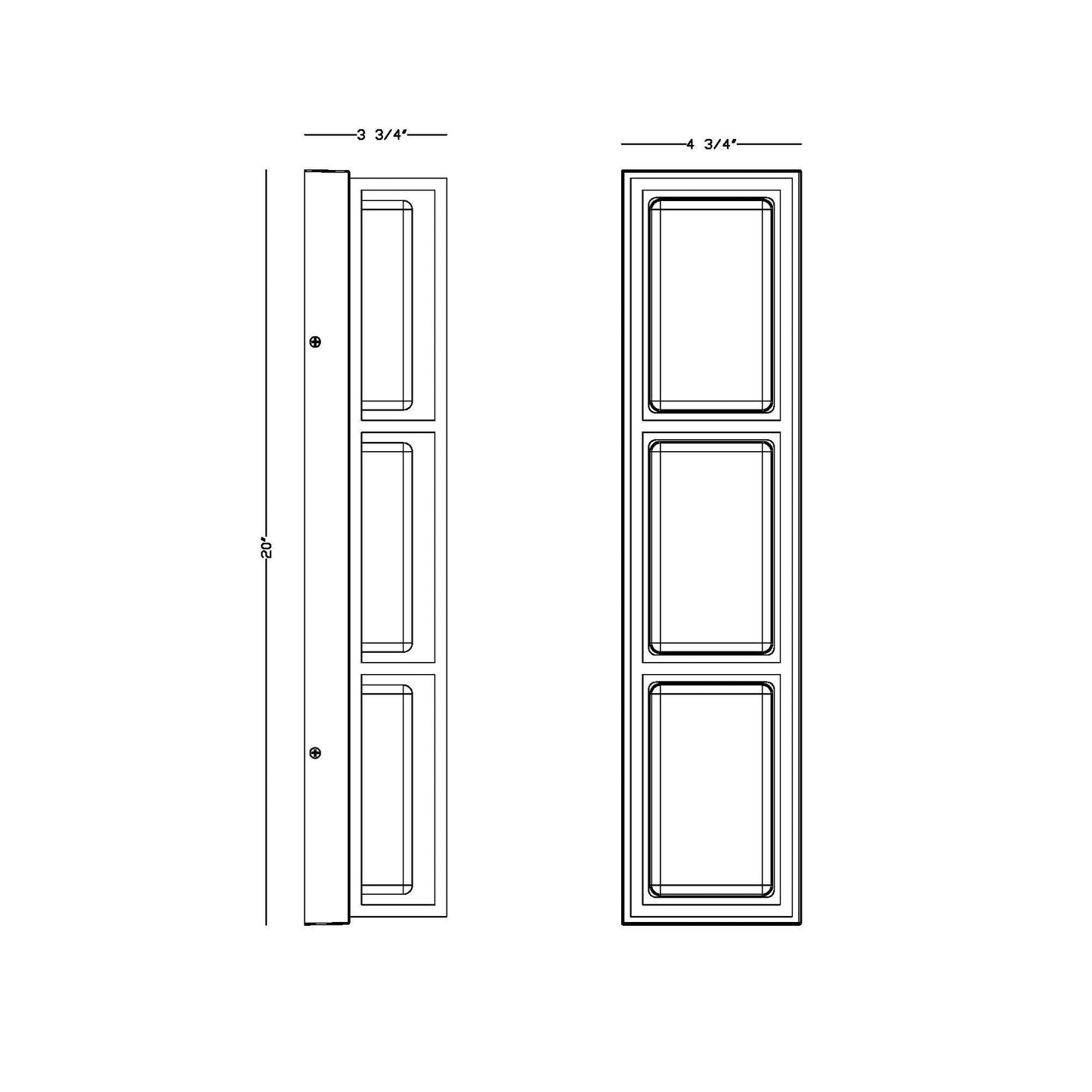 Eurofase Lighting Tamar 20" 3-Light Dimmable Integrated LED Black Wall Sconce With Opal White Glass Shades