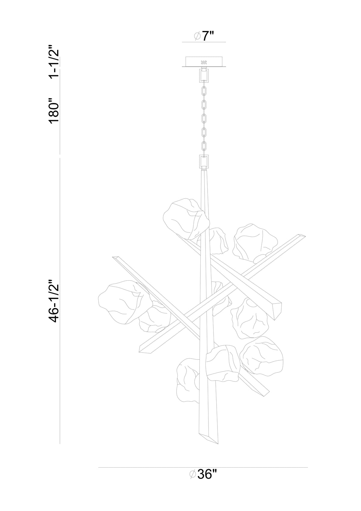 Eurofase Lighting Thorah 36" 10-Light Integrated LED Amber Glass Shade Matte Graphite Chandelier