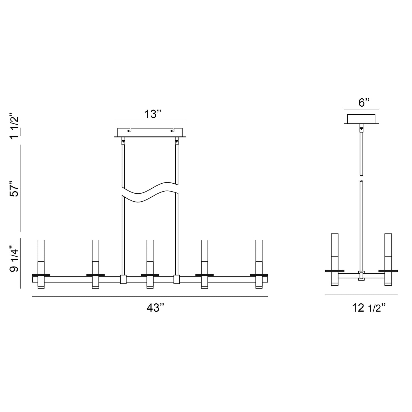 Eurofase Lighting Torna 43" 10-Light Linear Dimmable LED Gold Metal Chandelier With Frosted Acrylic Shades