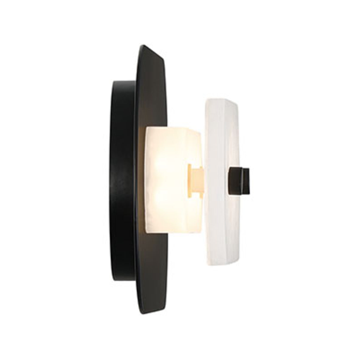 Eurofase Lighting Tramore 16" 1-Light Integrated LED Alabaster Shade Powder Coat Black Steel Wall Sconce
