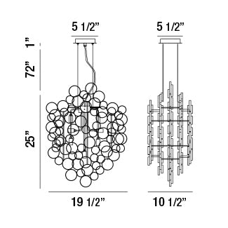 Eurofase Lighting Trento 20" 7-Light Halogen Champagne Silver Chandelier With Hand Pressed Glass Accents