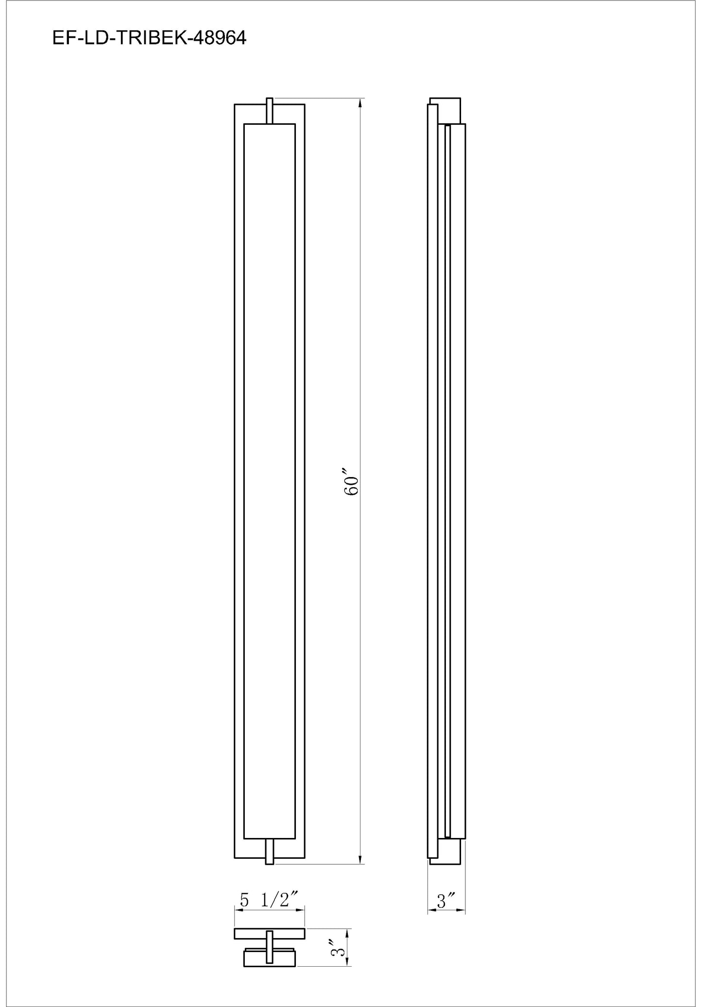 Eurofase Lighting Tribek 60" 1-Light Integrated LED Matte Black Steel Wall Sconce