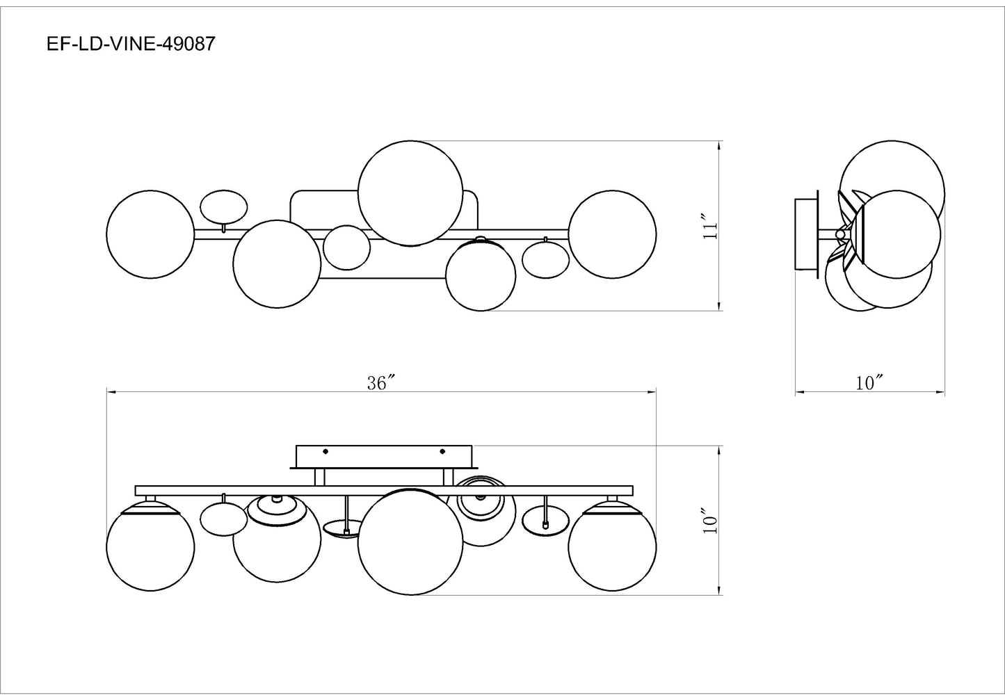 Eurofase Lighting Vine 36" 5-Light Integrated LED Glass Shade Polished Nickel Steel Vanity Light