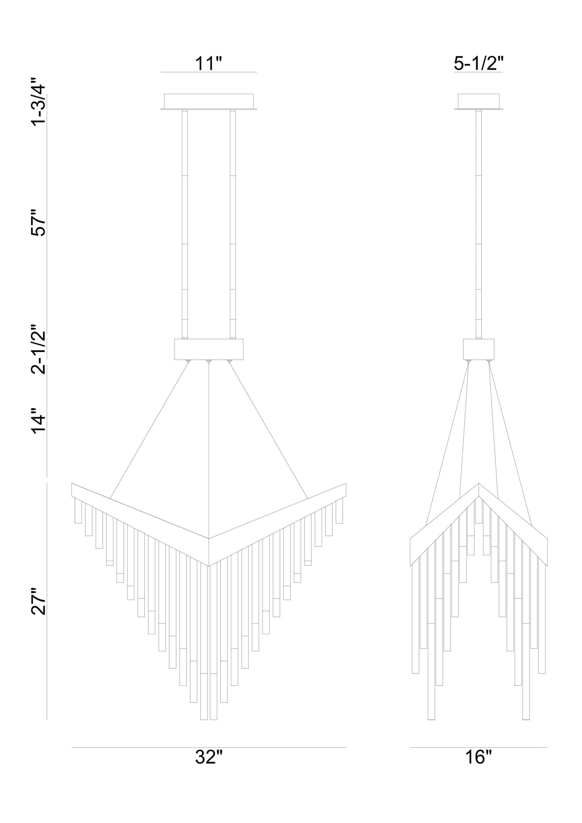 Eurofase Lighting Vivien 32" 1-Light Integrated LED Crystal Acrylic Shade Matte Gold Chandelier