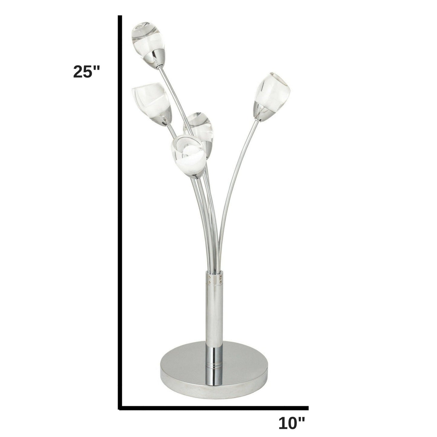 Finesse Decor 10" W x 25" H Chrome Finish 5-Light LED Table Lamp