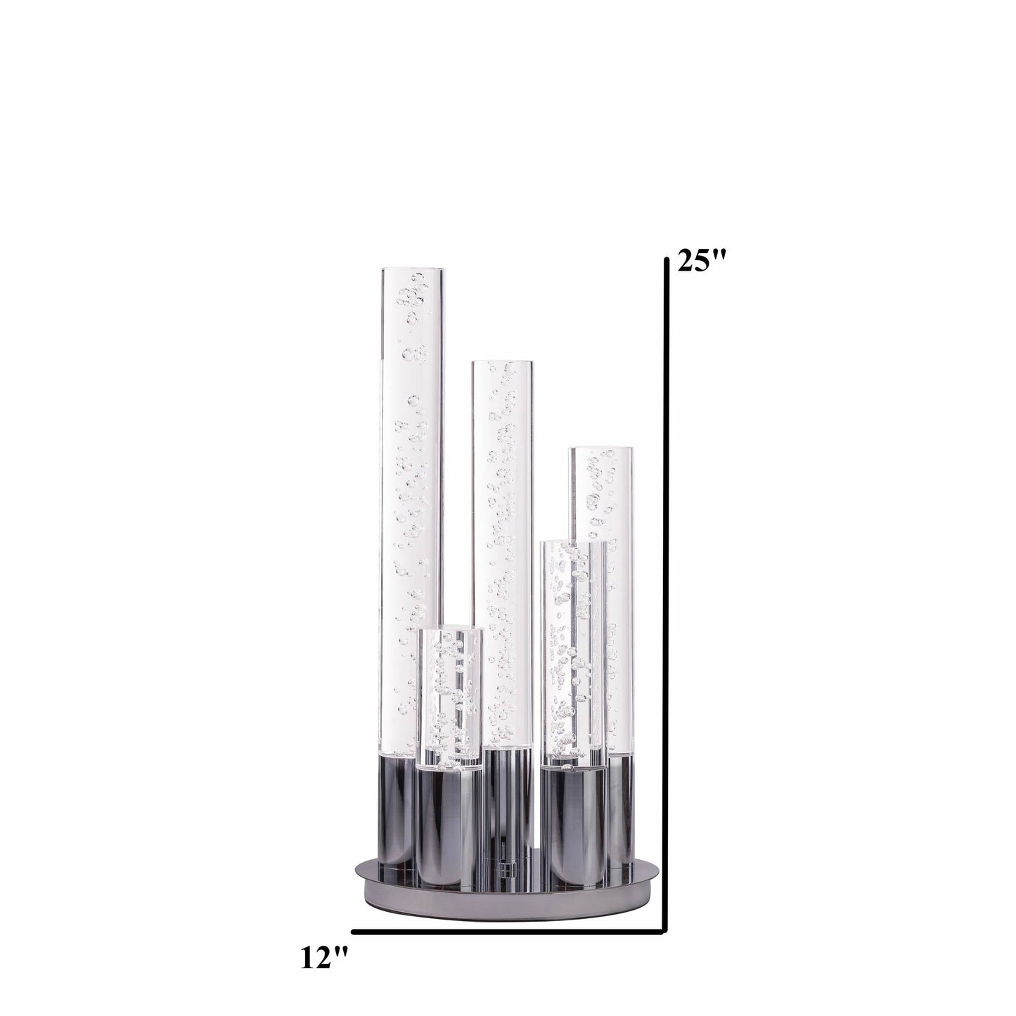 Finesse Decor 12" W x 25" H Chrome 5-Light Acrylic Cylinder Table Lamp