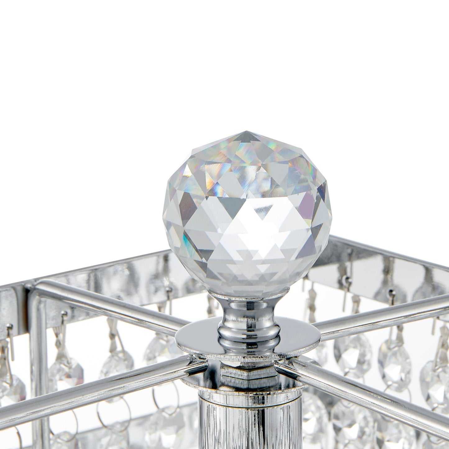Finesse Decor 13" W x 22" H Chrome Finish 4-Light Square Crystal Double Crown Table Lamp