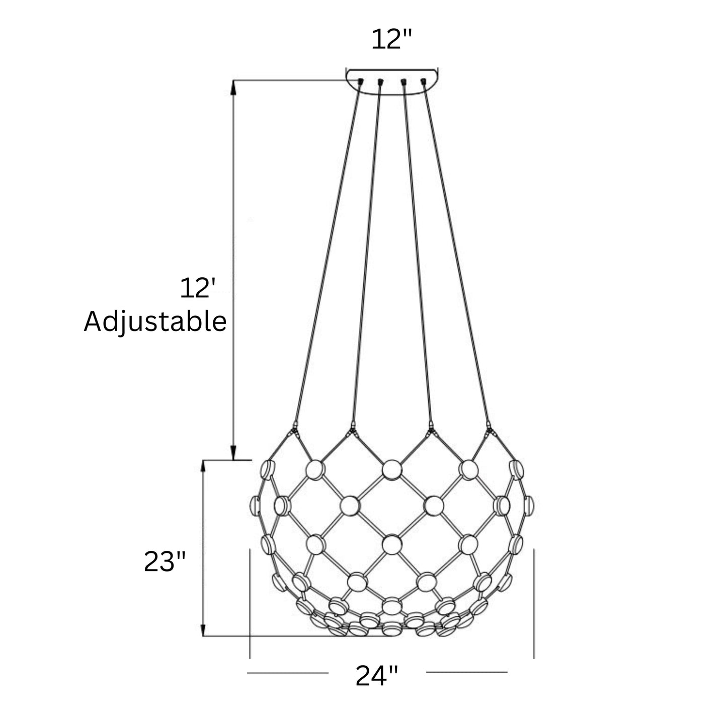 Finesse Decor 24" Black Contemporary LED Basket Chandelier