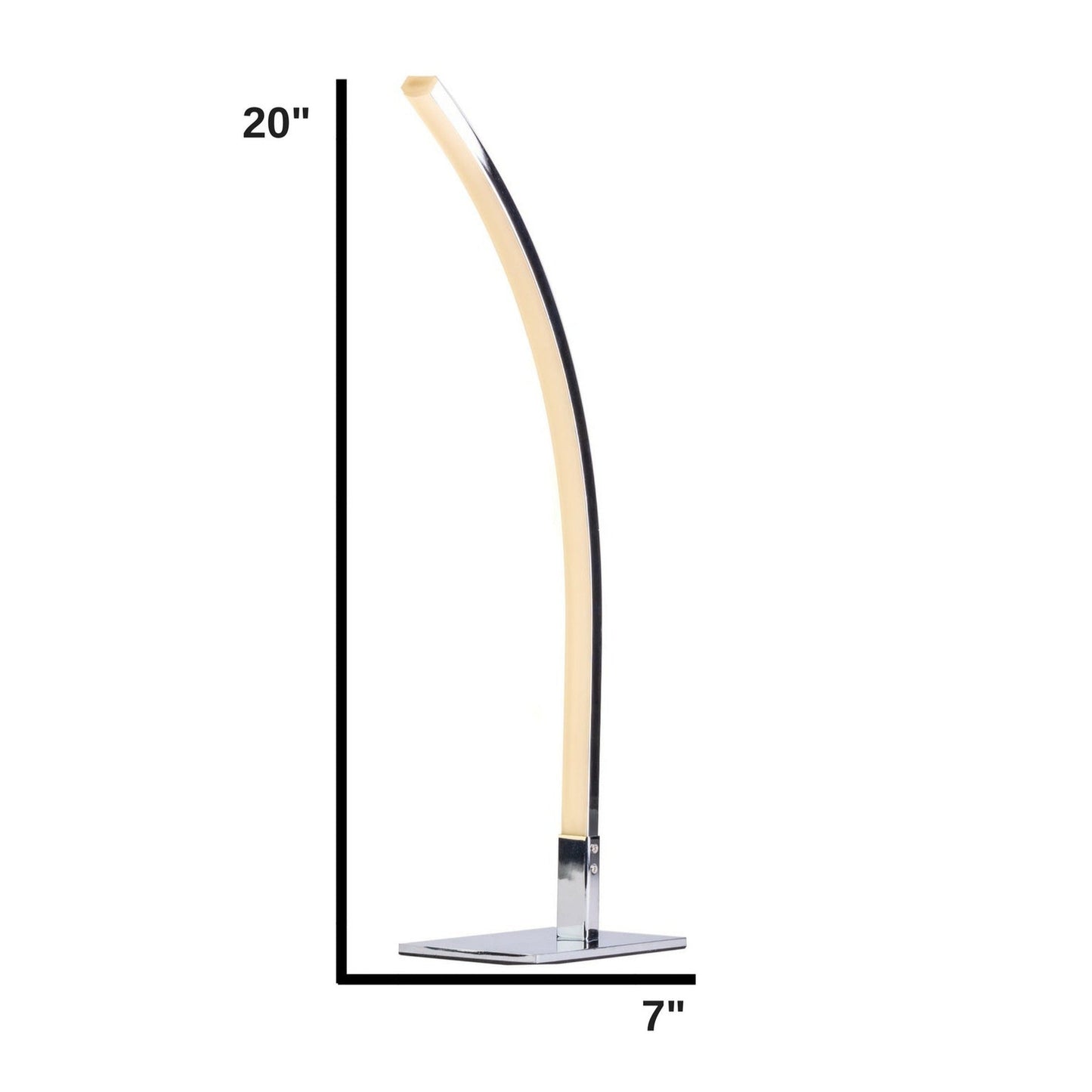 Finesse Decor 4" W x 20" H Chrome Finish 1-Light LED Strip Modern Arc Table Lamp